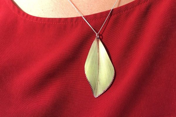 Diamond Palm leaf necklace by Photofinish Jewellery